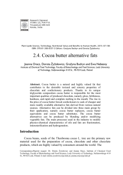 Cocoa butter alternative fats (PDF Available)