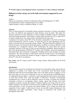 Diffusion of solar energy use in the built environment supported by