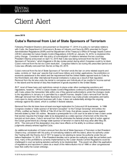 Cuba`s Removal from List of State Sponsors of Terrorism