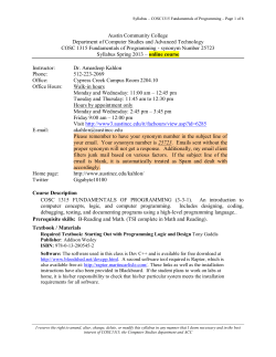 Austin Community College Department of Computer Studies and