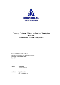 Country Cultural Effects on Deviant Workplace Behavior