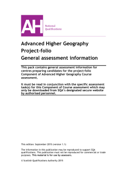 Advanced Higher Geography Project?folio General assessment