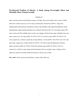 Psychosocial Problem of Obesity: A Study among