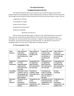 The Industrial Revolution Introduction Assignment