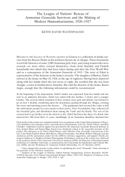 The League of Nations` Rescue of Armenian