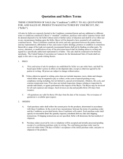 Quotation and Sellers Terms