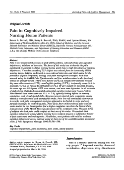 Pain in Cognitively Impaired Nursing Home Patients