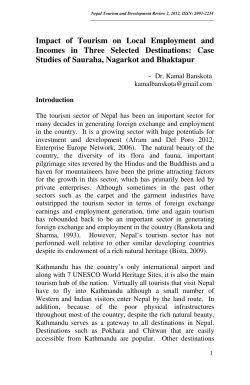 Impact of Tourism on Local Employment and Incomes in Three