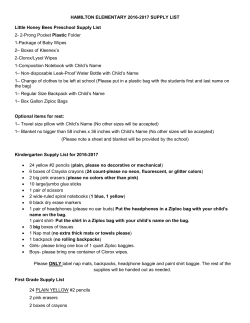 HAMILTON ELEMENTARY 2016-2017 SUPPLY LIST Little Honey