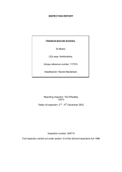 INSPECTION REPORT FRANCIS BACON SCHOOL St Albans LEA