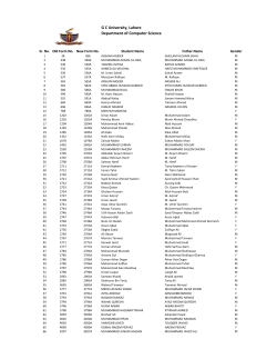 G C University, Lahore Department of Computer Science