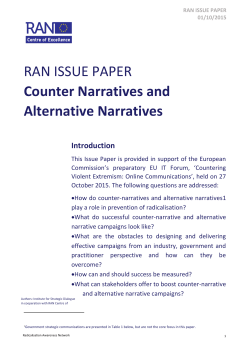 RAN ISSUE PAPER Counter Narratives and Alternative Narratives