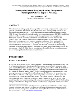 Investigating Second Language Reading Components: Reading for