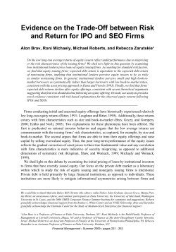 Evidence on the Trade-Off between Risk and Return for IPO and