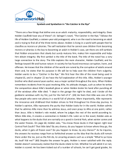 Symbols and Symbolism in &ldquo;the Catcher in the Rye&rdquo;