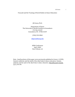 Foucault and the Training of Docile Bodies in Dance Education Jill