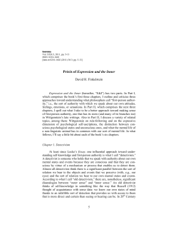 Pr&eacute;cis of Expression and the Inner