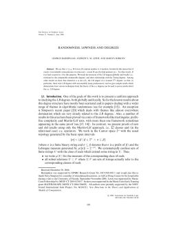RANDOMNESS, LOWNESS AND DEGREES &sect;1. Introduction. One