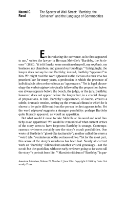 Naomi C. Reed The Specter of Wall Street: ``Bartleby, the Scrivener