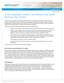 In the Spotlight: Health Care Reform and Small Business