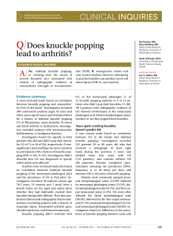 Q Does knuckle popping lead to arthritis?