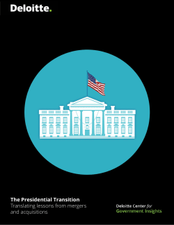 The Presidential Transition Translating lessons from mergers and