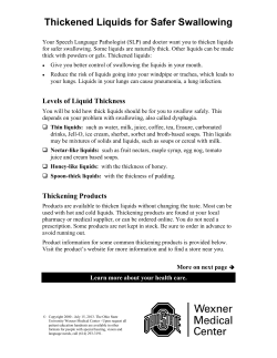 Thickened Liquids for Safer Swallowing