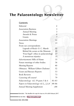 Newsletter - Number 93 - The Palaeontological Association