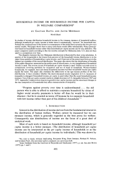 Household Income or Household Income Per Capita in Welfare