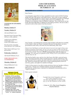 COS COB SCHOOL WEEK AT A GLANCE OCTOBER 19