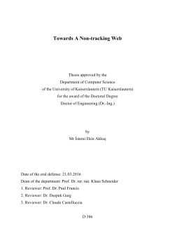 Towards A Non-tracking Web - Max Planck Institute for Software