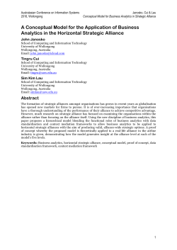 A Conceptual Model for the Application of