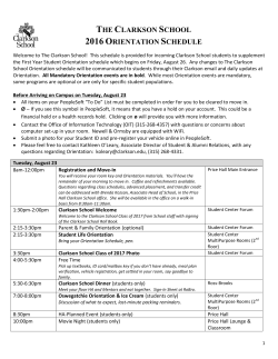 the clarkson school 2016 orientation schedule