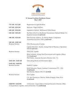 3rd Annual Coalition Healthcare Forum May 2, 2017 7:15 AM