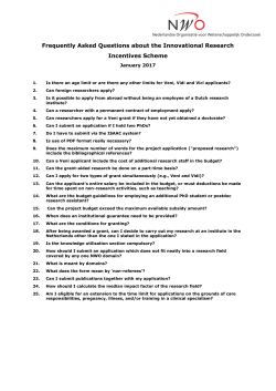 Innovational Research Incentives Scheme | frequently asked
