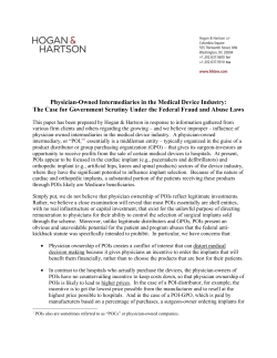 Physician-Owned Intermediaries in the Medical Device Industry: The