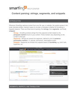 Content parsing: strings, segments, and snippets