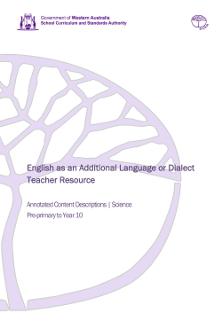 EAL/D Science Pre-primary to Year 10 - K-10 Outline