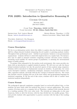 POL 232H1: Introduction to Quantitative Reasoning II Course Outline