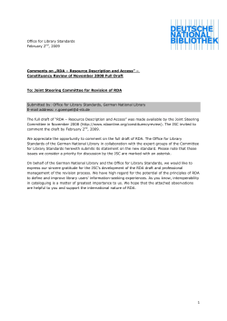 RDA &ndash; Resource Description and Access