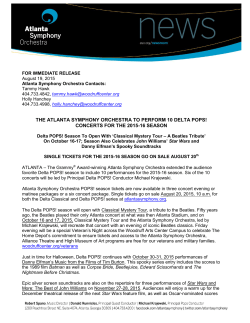 FOR IMMEDIATE RELEASE - Atlanta Symphony Orchestra