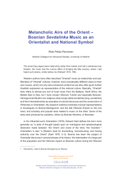 Melancholic Airs of the Orient &ndash; Bosnian Sevdalinka Music