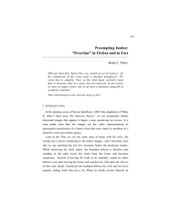 Preempting Justice: &ldquo;Precrime&rdquo; in Fiction and in Fact