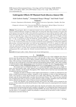 Goitrogenic Effects Of Mustard Seed (Bassica Junca) Oils