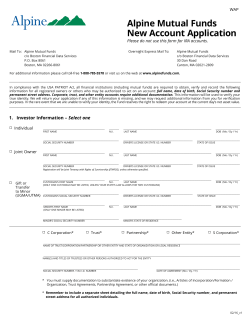 Alpine Mutual Funds New Account Application