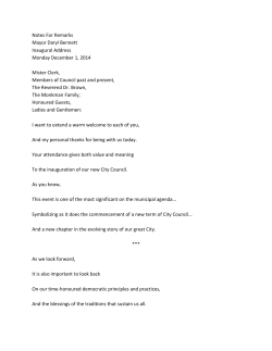 Inaugural Address - City of Peterborough