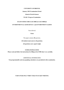 2014-15 progress exam - School of Earth Sciences
