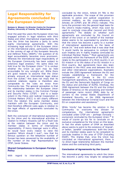 Legal Responsibility for Agreements concluded by the European