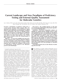 Current Landscape and New Paradigms of Proficiency Testing and