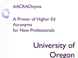 AACRAOnyms A Primer of Higher Ed Acronyms
